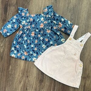 Zara Pink Overall and Carter’s Blue Dress Set